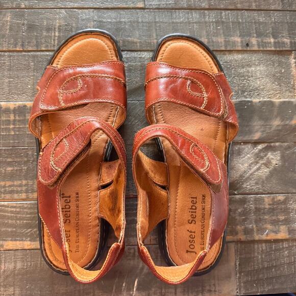 Women's Josef Seibel Sandals Brown Leather Size 8-8.5 US; 39 EU - Picture 4 of 11